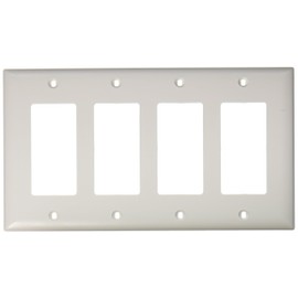 PASS & SEYMOUR TP264WCC10 4 Gang 4 Decorator Opening Nylon Wall Plate, White