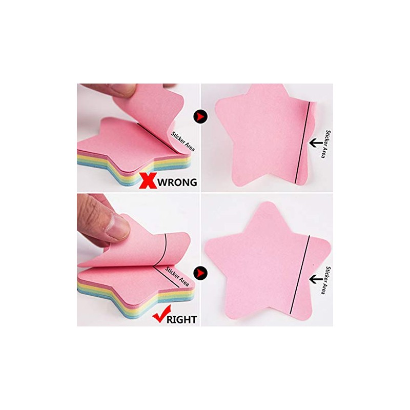Sticky Notes Star Shaped - Self Stick Post Memo Cute