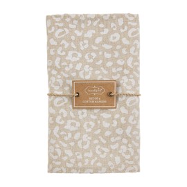 Mud Pie Animal Print Cloth Napkin Set, Cheetah, 18" x 18"