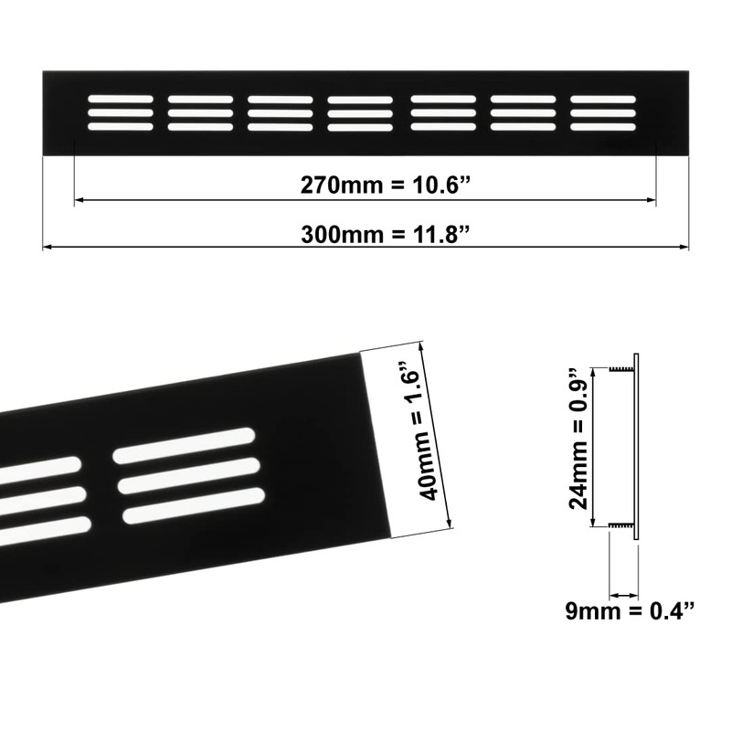 EUROPLAST 2x12 (Outside Dimensions) Toe Kick Vent Cover - Aluminum