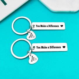 Ximalun 2Pcs Thank You Gifts Appreciation Keyring You Make a Difference Keyring Appreciation Gifts for Employee Staff Colleague Thank You Gifts for Nurse Teacher Social Worker Coach Mentor