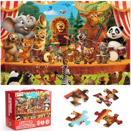 BenBen Floor Puzzles for Kids Ages 3-5, 48 Piece 2 x 3 feet Forest Animals Puzzles for Kids Ages 4-6, Large Pieces Jumbo Jigsaw Puzzles for Toddlers, Gift for Boys Girls