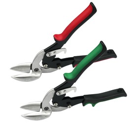 Axelord 2Pcs Left and Right Regular Tin Cutting Shears Metal Cutter with Comfort Grip and Safety Lock Suitable For Cutting Thin, Moderately Hard Metal Materials