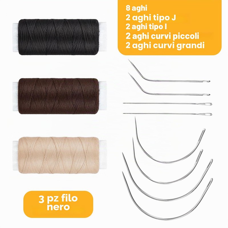 Set di aghi e filo per cucire parrucche e capelli,