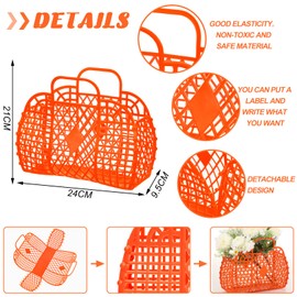 Tatuo 8 Pcs Jelly Purse Jelly Basket Beach Bags Reusable Handbags Plastic Eater Egg Basket for Women Girls kid (Orange)