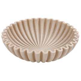 YMXYJM Large Decorative Bowl, Modern Handicraft Bowls for Home Decor, Decorative Fruit Bowl for Kitchen Counter, Ruffle Decor, Stylish Key Bowl for Entry Table, Artificial Stone Beige
