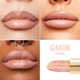 Oulac Matte Lipstick with Metallic Shine, Comfortable Creamy Texture, Smooth No Grainy Feeling, Vegan & Gluten Free, Full-Coverage Lip Colour 4.3 g, GM06 Hugs