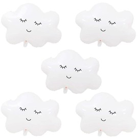 HORUIUS White Cloud Balloons Cloud Shaped Foil Mylar Balloons for Baby Shower Themed Party Birthday Decoration Supplies 30 inch 5PCS