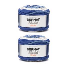 Bernat Blanket Stripes Cape Cod Yarn - 2 Packs of 300g - Polyester - 6 Super Bulky - 220 Metres - Knitting/Crochet