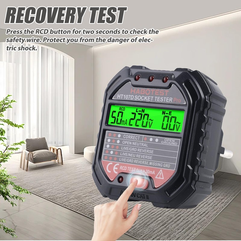 WIYETY Socket Tester with RCD Test: Socket Tester with LCD