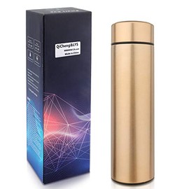 Cheng&LYS Insulation bottle with temperature display 17 OZ/500ML thermoses water bottle,BPA-free, PVC-free, 304 stainless steel Suitable for cold and hot water.(Golden)