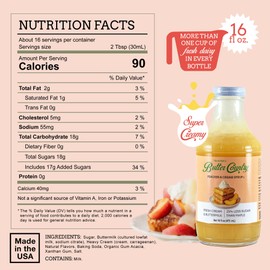 Butter Country Rich & Creamy Peach Syrup for Pancakes and Waffles, All Natural Fruity Topping Use on Drinks, Desserts, French Toast - 16oz Bottle, 4 Pack