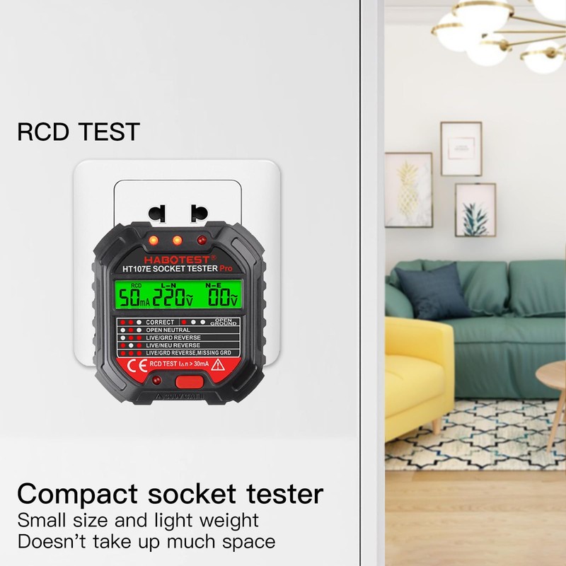 Xrten Socket Tester with RCD Test, Power Socket Tester with