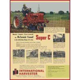 Farmall 1953 IH Tractors NEW Metal Sign: Farmall Super C, Best in 2-Row, 2 Plow Class
