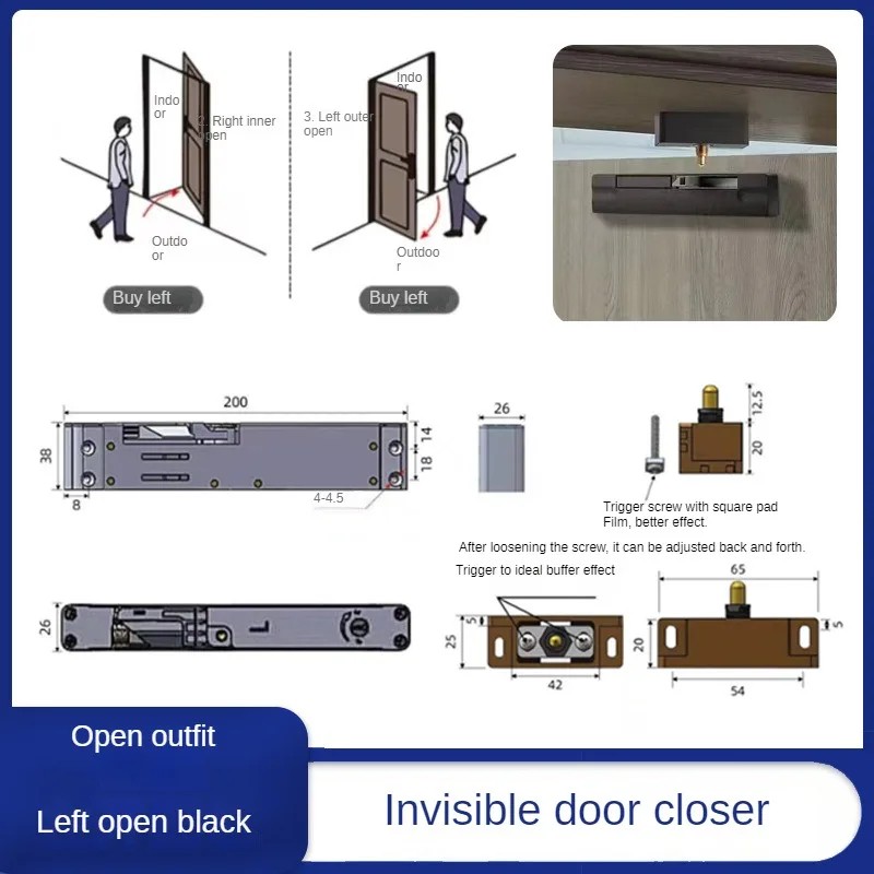 Automatic Hydraulic Door Closer, Adjustable Soft Close Buffer with Aluminum