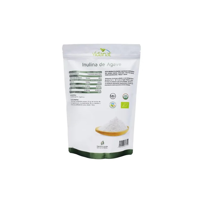 Inulina De Agave 500g Vidanat Orgánica Sabor Natural