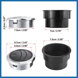 A ABSOPRO 4Pcs Round AC Air Outlet Vent Louvered Dashboard Electroplate Knob for RV Bus Boat Yacht Caravan 87mm 75mm 70mm Item Replacement