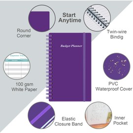 Budget Planner - A6 Expense Budget Tracker, Budget Book for Ledger Book, Money Organizer for Wallet, 3.75" x 6.75", Purple