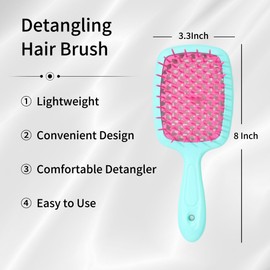 Detangling Hair Brush Wet & Dry Vented Detangling Hair Brush Vented Wet Hair Brush for Women Glides Through Tangles Heating Brush for Wet, Thick, Curly, Straight Hair(Mint Green/Rose Red)