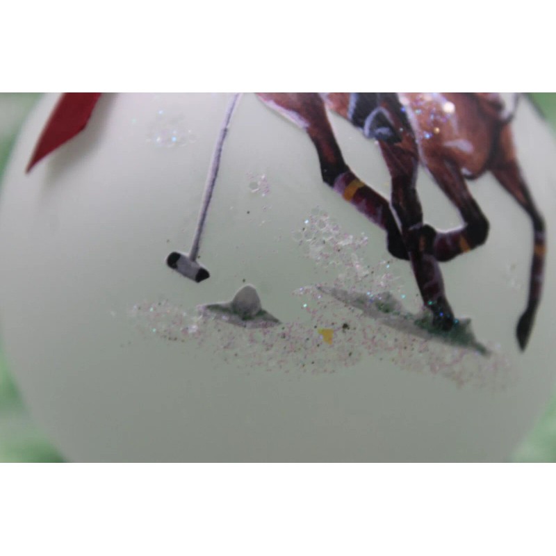 H068 Hand-made Christmas Ornament horse polo pony maroon orange VT