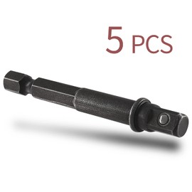 Biaungdo Square Socket Bit Adapter, 5 Pcs 1/4 Hex Impact Socket Extension Socket Driver Bits Set Impact Socket Adapter for Automotive DIY Drills(1/4 Hex Shank, Silver)