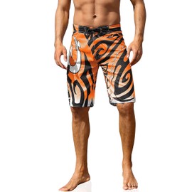 unitop Men's Sports Swimsuit Summer Quick Dry Printed Orange 32