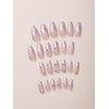 BSLVWG 24 Pieces Almond Press on Nails Short, French Lace