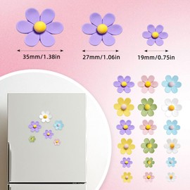 HAFRILY Kühlschrankmagnete, niedliche Blume, 3D-Kühlschrankmagnete, bunt, dekorativer Magnet für Whiteboard, Büro, Küche, Spind (6 klein, 6 mittel, 6 groß), 18 Stück