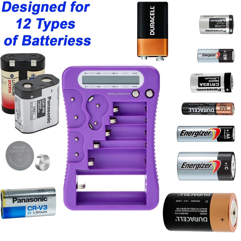 Battery Detective 12 Type Battery Tester with LCD Display, AAA