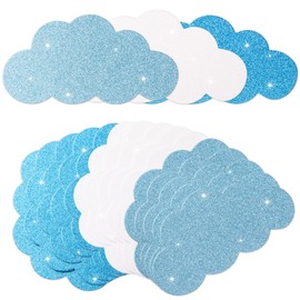 MixTeach 180 Pcs Glitter Cloud Cutouts Paper Cloud Shape Cardstock Cut Outs 4" Shiny Paper Cloud Die Cut Classroom Decoration for Bulletin Board School Home Craft Projects Birthday Party Wall Decor