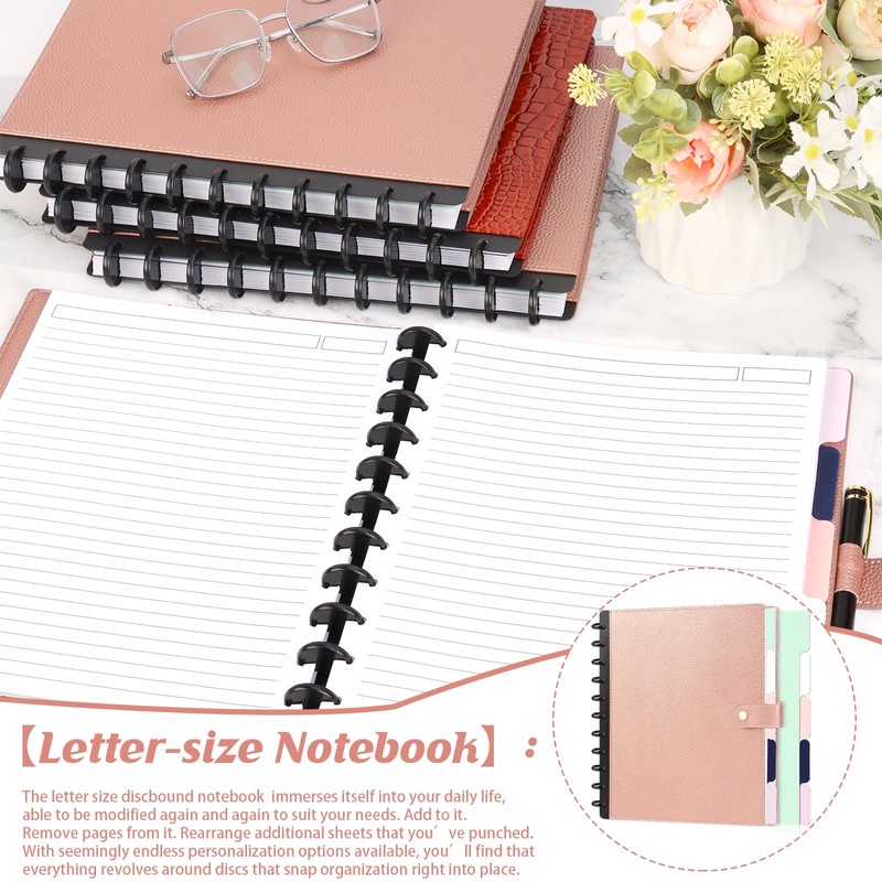 SKLENICE PU Leather Discbound Notebook 8.5" x 11" Disc Bound