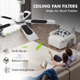 Ceiling Fan Filters for Blades 6 Pack Thicken Carbon Air Filters Universal for Ceiling Fan, Easy Stick Air Purifier Pads for Dirt, Odors, Common Household Contaminants