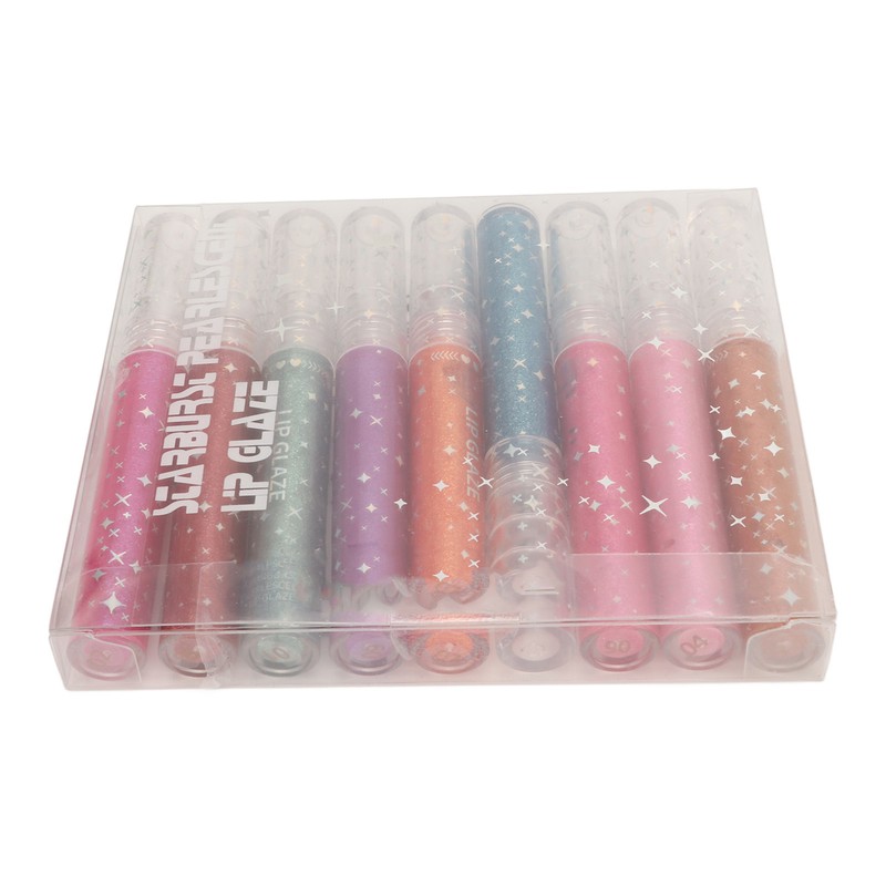 9pcs 0.1oz Women Girls Glitter Lip Gloss Set Moisturizing Lustrous
