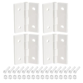 sourcing map 4 x Acrylic Hinges 1.8 x 1.5 Inch Mini Hardware Folding Hinges with Mounting Screws Nuts Acrylic Piano Hinge for Suitcase Boxes Crafts White