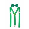 Men's Classic Solid Suspenders Matching Bow Tie Set Braces (Green)