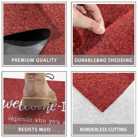 JJUUYOU Large Welcome Mat Low Pile Profile Floor Mat Front Doormat Welcome-ish Door Mats Non Slip Rubber Absorbent Resist Dirt Entrance Doormat for Entryway Patio, Christmas Red