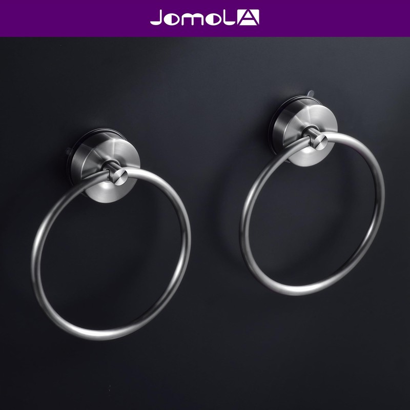 JOMOLA Stainless Steel Suction Cup Towel Ring Holder for Bathroom