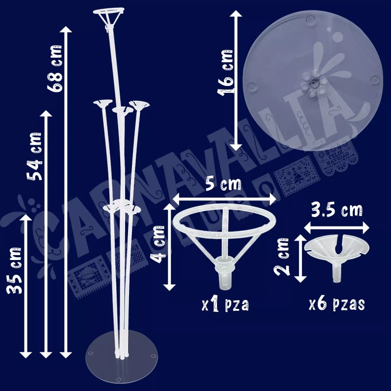 Grupo Carnavallia Base 7 Globo Mesa Panel Popote Chupón Soporte