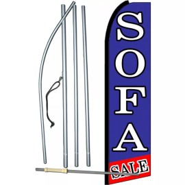 NeoPlex Sofa Sale Blue Flag with Flag Pole and Spike