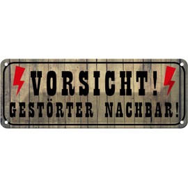 vianmo Tin Sign 27 x 10 cm "Vorsicht gestörter Nachbar [Vorsicht gestörter Nachbar] [