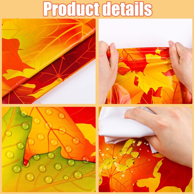 2 Pack Fall Tablecloth Maple Leaf Plastic Table Cover Autumn