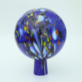 Lauschaer Glas Garden Ball Rose Ball Glass with Granules Dark Blue Height 19 cm Diameter 15 cm Hand-Blown Hand Shaped