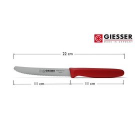 KAUFGUT COLTELLO UNIVERSALE COLORI ASSORTITI SEGHETTATO 11CM GIESSER 53354