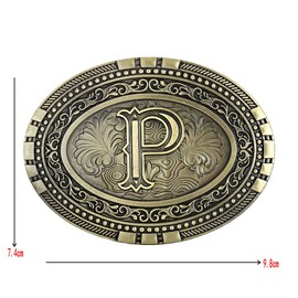 KDG Mens Western Belt Buckle - Initial Cowboy Letter Oval Belt Buckles for Women