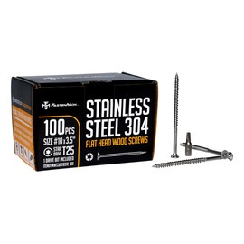 FM FastenMon #10 x 3-1/2" (100 PCS) Stainless Steel Deck Screws - 304 Grade with T25 Star Drive Bit - Ideal for Outdoor Wood Projects, Fences, Garden Bench, Picnic Table, and Decks - Bulk Box