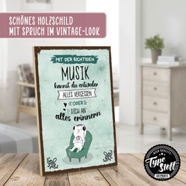 TypeStoff HS-01139 Wooden Sign with Saying - Music - Vintage Look with Quote as Gift and Decoration on Memory Theme