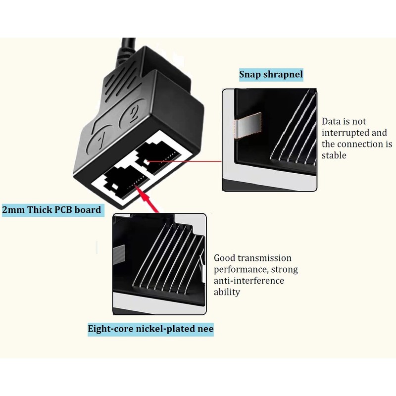 Ethernet Splitter 1 to 2 RJ45 Network Cable Adapter, Note