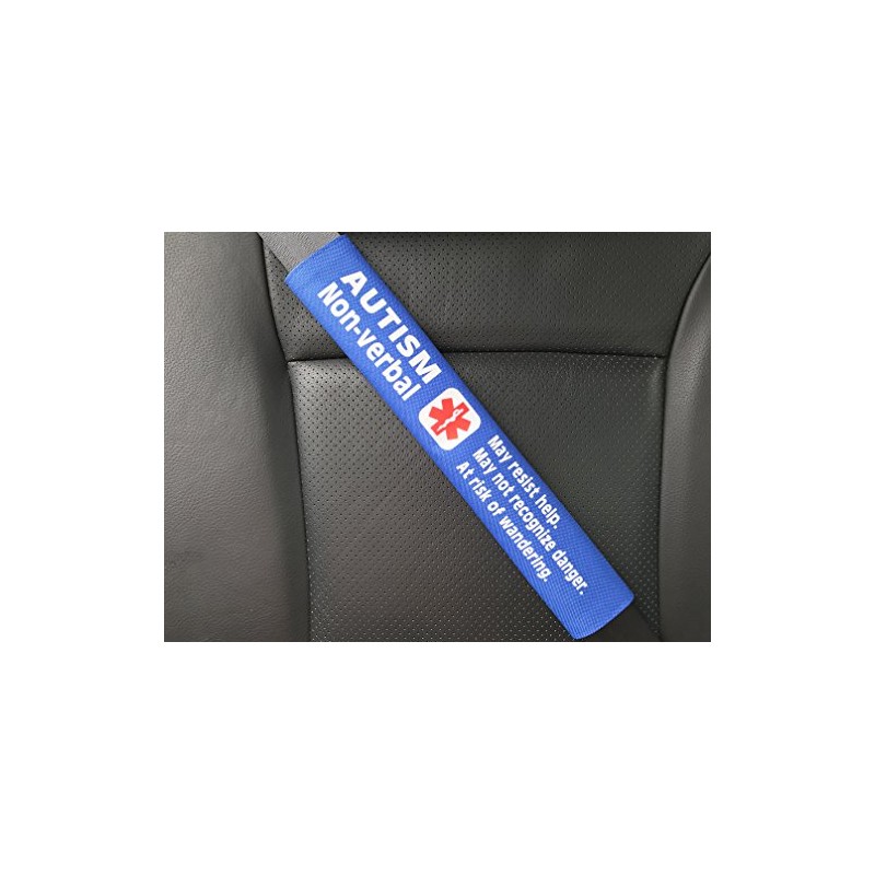 Autism Non-Verbal Medical Alert Seat Belt Cover (Black)