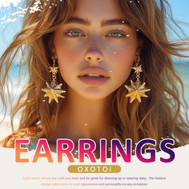 Oxotoi Bohemia Pendant Earring Gold Starfish Shell Dangle Earrings Beach Conch Stud for Women