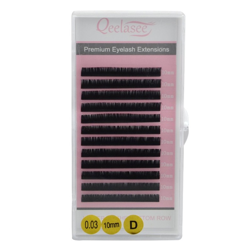 Qeelasee Faux Mink Silk Eyelash Extensions 0.03mm D Curl 13mm